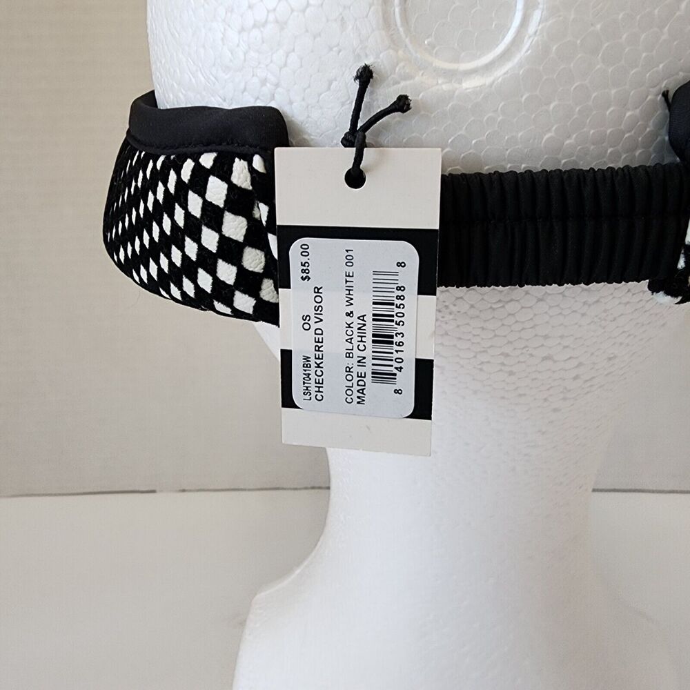 Lele Sadoughi Women's Checkered Visor Black and White New With Tags - Picture 4 of 8